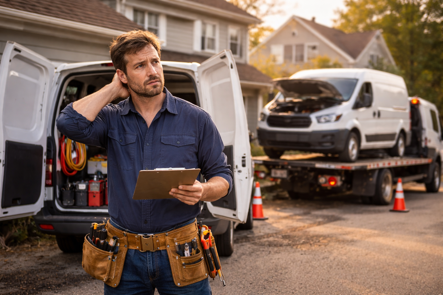 Electrician with fleet vans